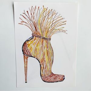 4/$20⭐️ Feathered Manolo Blahnik Shoe Illustration *PRINT*